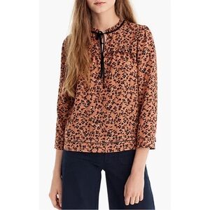 Floral Print Women's Top - Black and Tan Jcrew